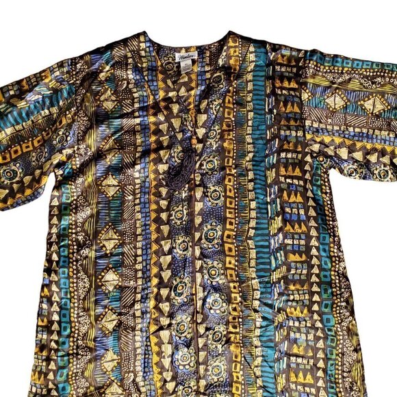 Winlar Womens Geometric Full Length‎ V-Neck Dress Size M/L 100% Polyester - Picture 6 of 8